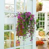 image:imageNearly Natural 30in UV Resistant Artificial Daisy Hanging Plant IndoorOutdoor  Set of 6Purple
