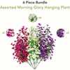image:imageNearly Natural 30in UV Resistant Artificial Morning Glory Hanging Plant IndoorOutdoor  Set of 6Assorted 2