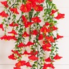image:imageNearly Natural 30in UV Resistant Artificial Morning Glory Hanging Plant IndoorOutdoor  Set of 6Red
