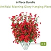image:imageNearly Natural 30in UV Resistant Artificial Morning Glory Hanging Plant IndoorOutdoor  Set of 6Red