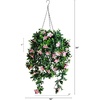 image:imageNearly Natural 34in UV Resistant Artificial Azalea Hanging Basket  Pink Blooms  IndoorOutdoor