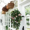 image:imageNearly Natural 34in UV Resistant Artificial Azalea Hanging Basket  Pink Blooms  IndoorOutdoor