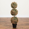 image:imageNearly Natural 3ft Autumn Triple Ball Boxwood Topiary Tree with 30 LED Lights