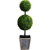 image:imageNearly Natural 3ft UV Resistant Artificial Double Ball Boxwood Topiary with LED Lights in Decorative Planter IndoorOutdoor