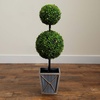 image:imageNearly Natural 3ft UV Resistant Artificial Double Ball Boxwood Topiary with LED Lights in Decorative Planter IndoorOutdoor