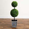 image:imageNearly Natural 3ft UV Resistant Artificial Double Ball Boxwood Topiary with LED Lights in Decorative Planter IndoorOutdoor