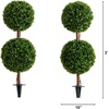 image:imageNearly Natural 3ft UVResistant Artificial Double Ball Boxwood Topiary Set of 2 with Integrated Ground Stake Premium FadeProof Faux Greenery Ideal for Indoor and Outdoor Decor Easy Installation