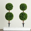 image:imageNearly Natural 3ft UVResistant Artificial Double Ball Boxwood Topiary Set of 2 with Integrated Ground Stake Premium FadeProof Faux Greenery Ideal for Indoor and Outdoor Decor Easy Installation