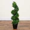 image:imageNearly Natural 3ft UVResistant Boxwood Spiral Topiary Artificial Tree  IndoorOutdoor Faux Greenery in Black Decorative Planter Lifelike Synthetic Bush for Home or Garden Decor