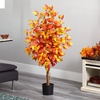 image:imageNearly Natural 4 ft Artificial Autumn Ficus Tree with Pot Fall Room Decor