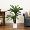 image:imageNearly Natural 40in UV Resistant Artificial Double Cycas Palm Tree in White Planter