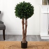 image:imageNearly Natural 46in UV Resistant Outdoor Artificial Boxwood Topiary Tree With Planter Potted Realistic Faux Topiary Ball Shrub For Patio Deck Balcony Indoor Front Porch Decor
