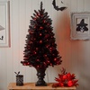 image:imageNearly Natural 4ft Black Halloween Artificial Christmas Tree in Urn with 100 Orange LED Lights