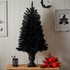 image:imageNearly Natural 4ft Black Halloween Artificial Christmas Tree in Urn with 100 Orange LED Lights