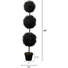image:imageNearly Natural 4ft UV Resistant Artificial Halloween Black Triple Ball Boxwood Topiary  IndoorOutdoor