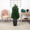 image:imageNearly Natural 56in Bay Leaf Cone Topiary Artificial Tree UV Resistant in Black Planter IndoorOutdoor