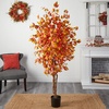image:imageNearly Natural 6 ft Artificial Autumn Ficus Fall Tree with Nursery Pot