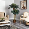image:imageNearly Natural 6 ft Artificial Sago Palm Double Tree Basket Floor Plant
