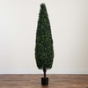 image:imageNearly Natural 6FT Artificial Boxwood Topiary Tree for IndoorOutdoor Decoration Faux Boxwood Tower Topiary Cone Shaped Plant Decorating Hedge UV Resistant with Black Nursery Pot
