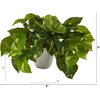 image:imageNearly Natural 9 in Artificial Pothos Real Touch Plant with White Planter1 Count Pack of 1