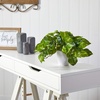 image:imageNearly Natural 9 in Artificial Pothos Real Touch Plant with White Planter1 Count Pack of 2