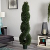 image:imageNearly Natural Double Pond Cypress Spiral Topiary UV Resistant IndoorOutdoor