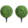 image:imageNearly Natural 14in Artificial Boxwood Topiary Ball for Outdoor Use with Integrated Ground Stake Set of 2 Faux Boxwood Plants for Lawn amp Garden Backyard Home Dcor UV Resistant