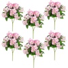 image:imageNearly Natural 14in UV Resistant Artificial Hydrangea Bush IndoorOutdoor  Set of 6Pink