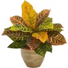 image:imageNearly Natural 15in Garden Croton Artificial Plant in Ceramic Planter Real Touch