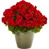 image:imageNearly Natural 17in Geranium Artificial Plant UV Resistant IndoorOutdoorRed