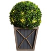 image:imageNearly Natural 18in UV Resistant Artificial Boxwood Ball Topiary with LED Lights in Decorative Planter IndoorOutdoor