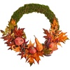 image:imageNearly Natural 20in Autumn Pumpkin Gourd and Fall Maple Leaf Artificial Wreath