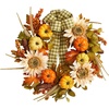 image:imageNearly Natural 24in Fall Pumpkin Sunflower Artificial Autumn Wreath with Decorative Ribbon