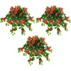 image:imageNearly Natural 24in UV Resistant Artificial Azalea Hanging Plant IndoorOutdoor  Set of 3Red