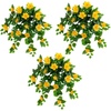 image:imageNearly Natural 24in UV Resistant Artificial Azalea Hanging Plant IndoorOutdoor  Set of 3Yellow