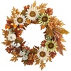 image:imageNearly Natural 30in Autumn Sunflower White Pumpkin and Berries Artificial Fall Wreath