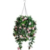 image:imageNearly Natural 34in UV Resistant Artificial Azalea Hanging Basket  Pink Blooms  IndoorOutdoor