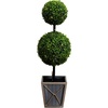 image:imageNearly Natural 3ft UV Resistant Artificial Double Ball Boxwood Topiary with LED Lights in Decorative Planter IndoorOutdoor