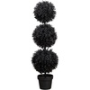 image:imageNearly Natural 3ft UV Resistant Artificial Halloween Black Triple Ball Boxwood Topiary