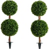 image:imageNearly Natural 3ft UVResistant Artificial Double Ball Boxwood Topiary Set of 2 with Integrated Ground Stake Premium FadeProof Faux Greenery Ideal for Indoor and Outdoor Decor Easy Installation