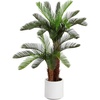 image:imageNearly Natural 40in UV Resistant Artificial Double Cycas Palm Tree in White Planter
