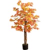 image:imageNearly Natural 4FT Deluxe Autumn Artificial Maple Tree Faux Fall Dcor for Home Decorations for Fall Autumn Thanksgiving and Halloween with Black Nursery Pot