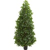 image:imageNearly Natural 5Ft Bay Leaf Cone Topiary Artificial UV Resistant IndoorOutdoor Silk Trees Green