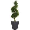 image:imageNearly Natural 5ft Boxwood Spiral Topiary Artificial Tree in Slate Planter UV Resistant IndoorOutdoor