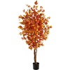 image:imageNearly Natural 6 ft Artificial Autumn Ficus Fall Tree with Nursery Pot