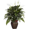 image:imageNearly Natural 6677 Mixed Greens with Spathiphyllum and Vase Decorative Silk Plant Green75 x 9 x 30Green