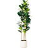 image:imageNearly Natural 6ft Artificial Fiddle Leaf Tree in Decorative White Planter