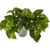 image:imageNearly Natural 9 in Artificial Pothos Real Touch Plant with White Planter1 Count Pack of 1