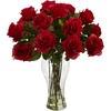image:imageNearly Natural Blooming Roses with Vase 18 x 13Red