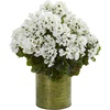 image:imageNearly Natural Geranium Artificial Plant in Metal Planter UV Resistant IndoorOutdoorWhite